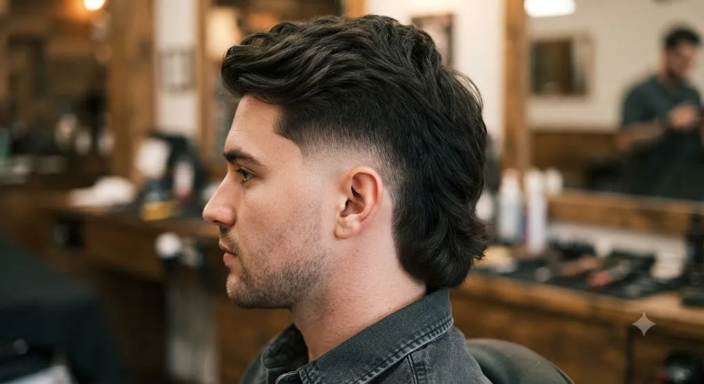Tapered Burst Fade Mullet