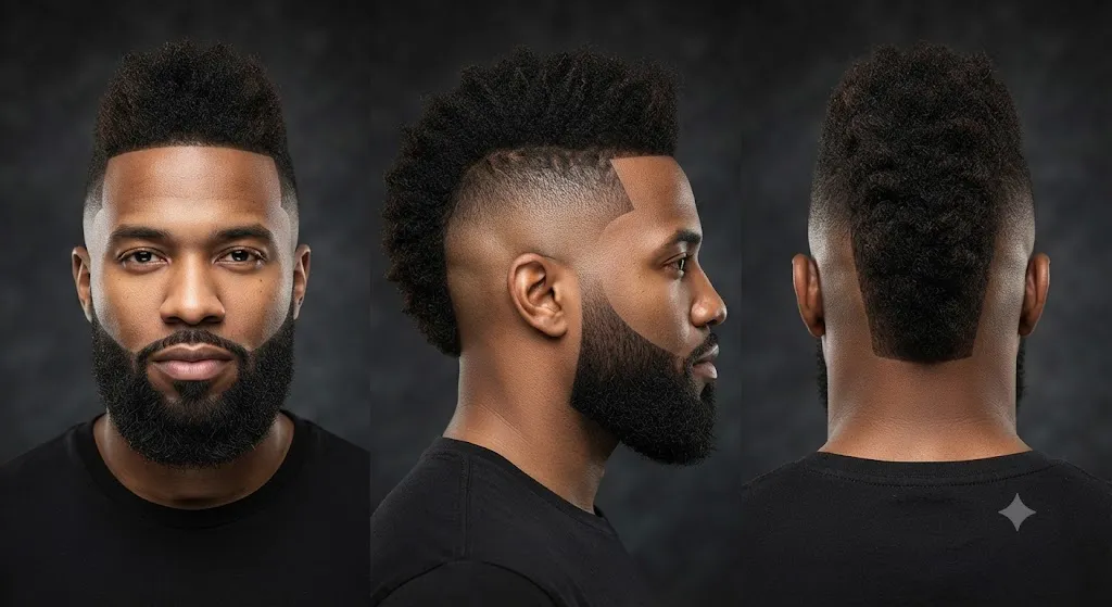 Burst Fade Mohawk With Beard