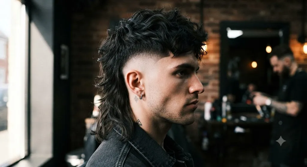 High Burst Fade Mullet